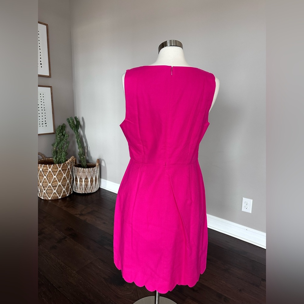J. Crew Factory Cotton Scalloped Hem/Neckline A-Line Sheath Midi Dress Pink 14 - Picture 7 of 14